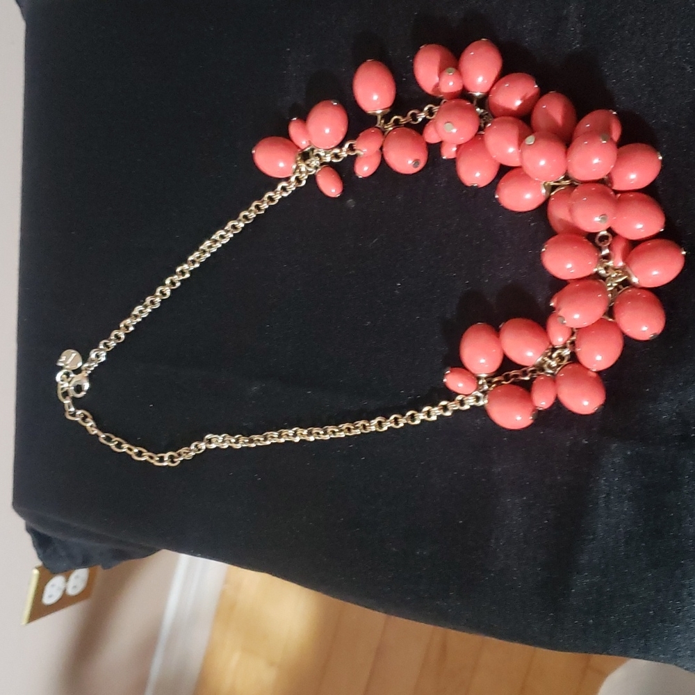 Vintage "T" Coral Chuck Gold Tone Necklace